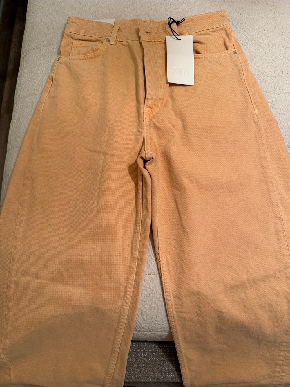 Zara Men Peach-Orange Relaxed Cotton Jeans